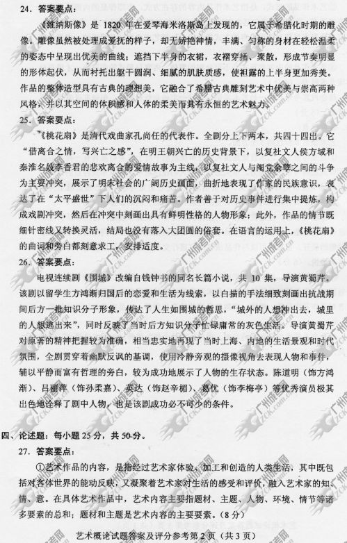 河南省成人高考2014年统一考试专升本艺术概论真(图2)