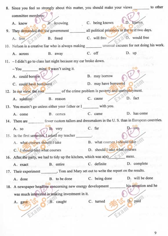 2011成人高考专升本《英语》试题及答案(图2) 2011成人高考专升本《英语》试题及答案(图2)