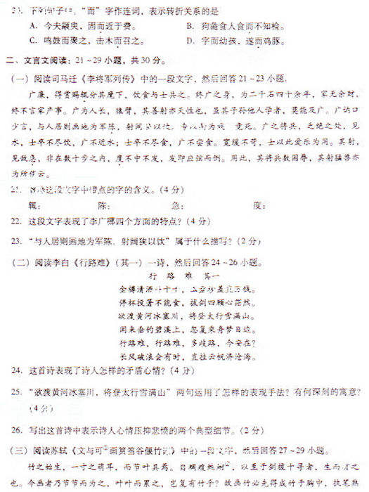 2009成考专升本《大学语文》真题及答案(图4) 2009成考专升本《大学语文》真题及答案(图4)