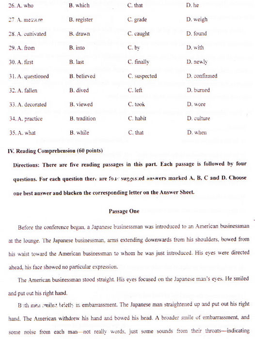 2009年成人高考专升本英语试题及答案(图4) 2009年成人高考专升本英语试题及答案(图4)