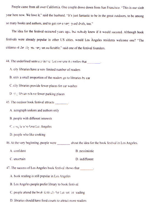 2009年成人高考专升本英语试题及答案(图8) 2009年成人高考专升本英语试题及答案(图8)